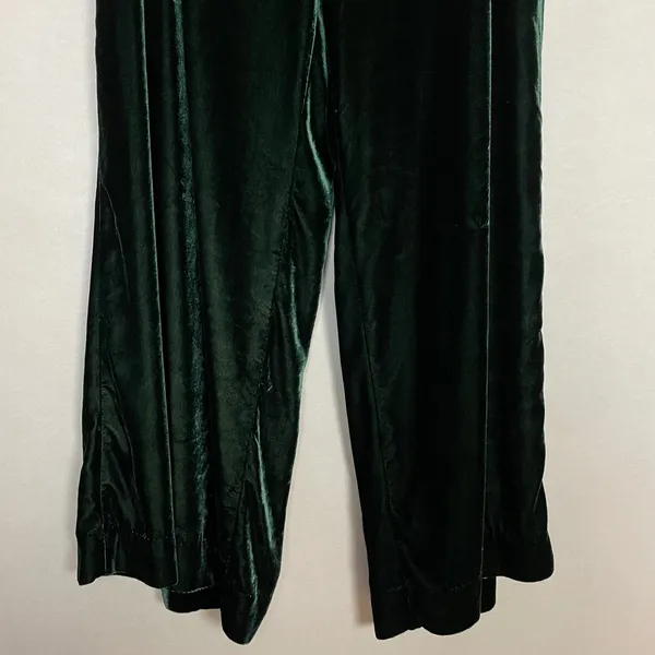 Marine Layer Bella Velvet Pants Slouchy Wide Leg Women Medium Green Drawstring - Image 8