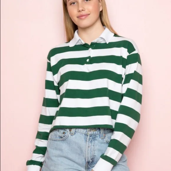Brandy Melville Jonny Striped Long Sleeve Rugby Polo Shirt - Image 9