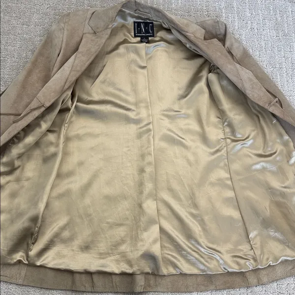 Vintage Tan Suede Blazer tie front long coat - Image 5
