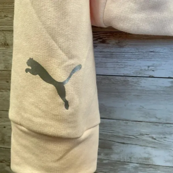 Puma Womens L Sweatshirt Peach‎ 1/2 Zip White Puma Pattern Pullover Athletic - Image 8