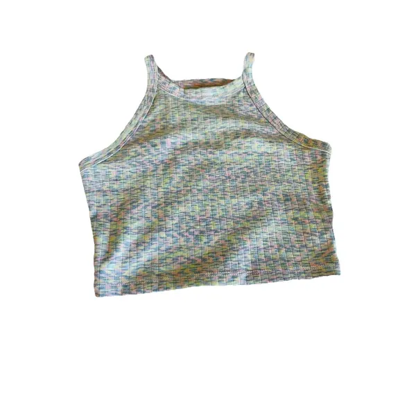 American Eagle Pastel Knit Crop Tank Small Rib Knit Multi Color - Image 2
