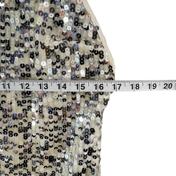 Goldie Twilight Camisole Top Womens M Silver Cream Sequin Sparkles‎ Shimmer Glam - Image 9