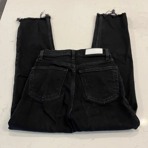 RE/DONE High Rise Stove Pipe Jeans in Jet Black Size 26 - Image 5