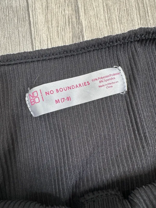 No Boundaries Black Ribbed Henley Bodysuit Size Medium Adjustable Strap - Image 3