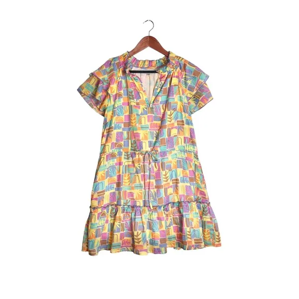 Olivia James The Label Tinsley Tiered Ruffle Hem Mini Dress In South Beach XS - Image 2