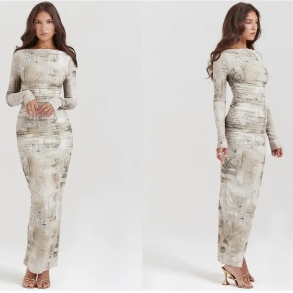 HOUSE‎ OF CB 'Lanetta' Pale Sage Print Maxi Dress NWOT size XS - Image 4