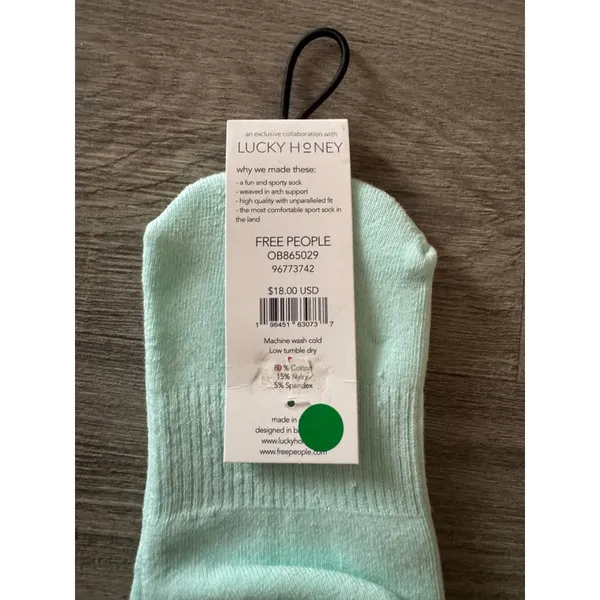 Free People Classic Ruffle Socks NWT Mint Green OS FP Movement - Image 2