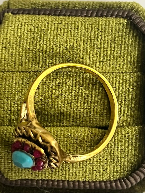 Vintage/Bohemian Design Stainless Steel Golden w/ Multicolor Beads Ring S 9 - Image 3