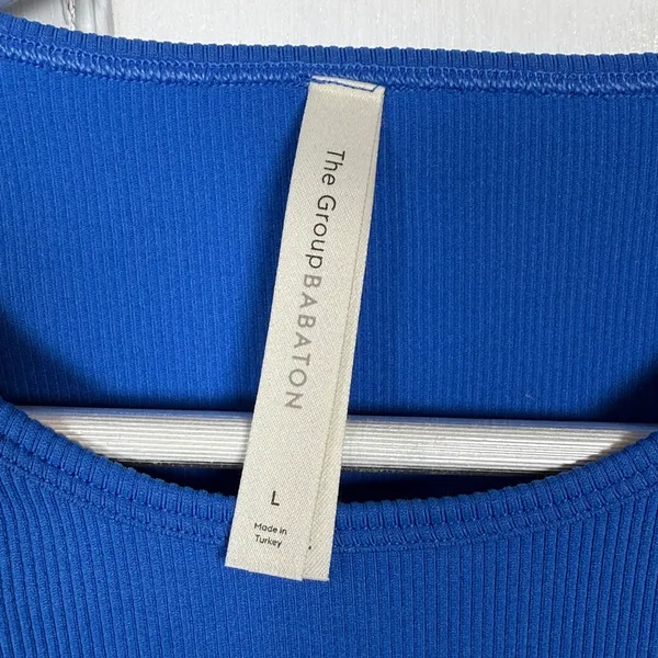 The Group BABATON Aritzia Contour Blue Long Sleeve Crew Crop Top W2258 Sz L - Image 3