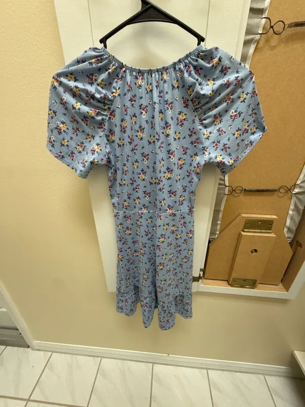 Altar'd State Blue Floral Puff Sleeve Wrap Dress Size XS - Image 3