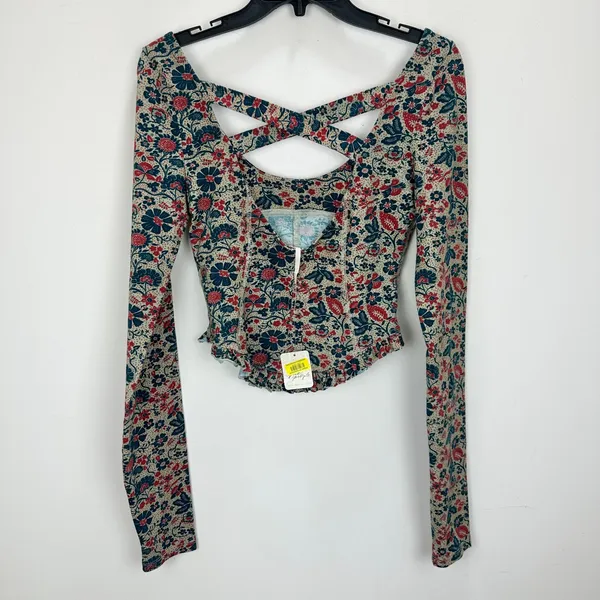 Free People Melanie Long Sleeve Top Floral Cotton Cottagecore Romantic Small NWT - Image 9