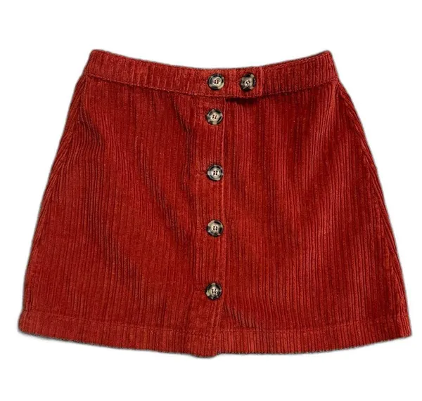 Urban Outfitters BDG Jumbo Corduroy Button-Down Mini Skirt in Red Rust sz Small - Image 2