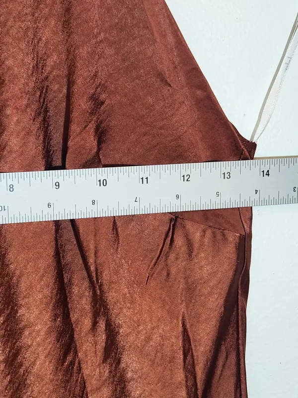 Lulus Brown Satin Halter Maxi Dress Size Small NWT Wedding Guest Dress - Image 8