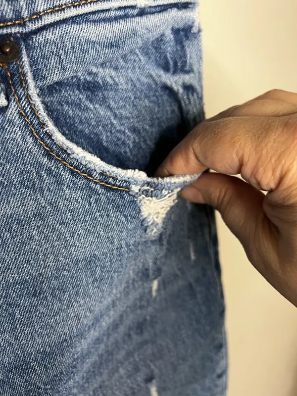 Abercrombie & Fitch The Mom High Rise Button Fly‎ Distressed Short Denim Jeans - Image 5