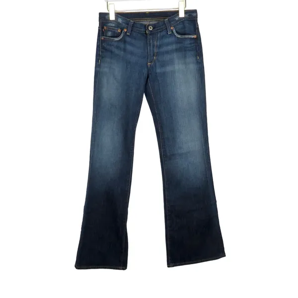 90s Vintage Ralph Lauren Polo Low Rise Dark Wash Bootcut Flared Jeans 30" Retro - Image 4