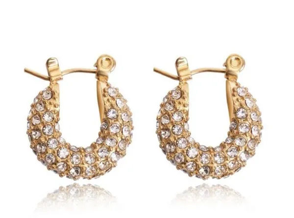 18k gold plated stainless steel small hoop earrings - Image 2