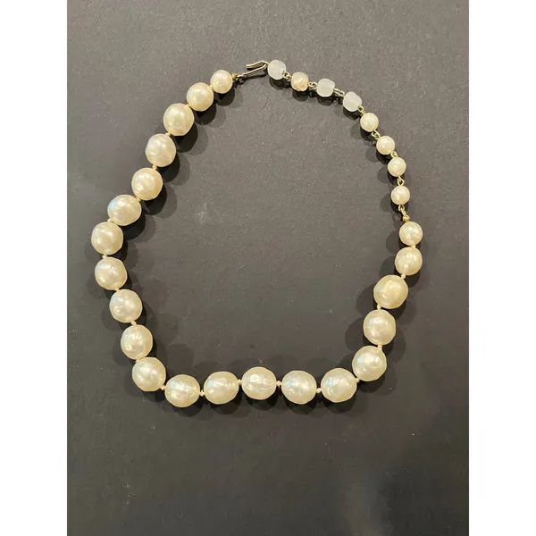Vintage 80s Faux Pearl Bead Necklace Costume Jewelry - Image 2