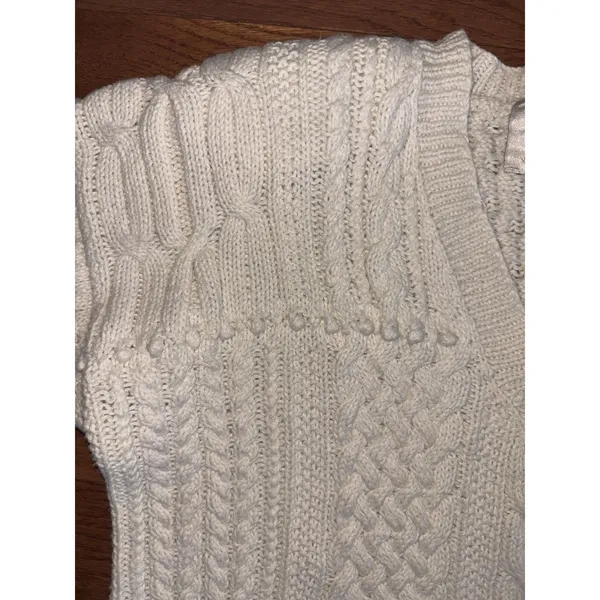 Vtg 90s Express Compagnie Internationale Handknit Cable Knit Sweater S Chunky - Image 5