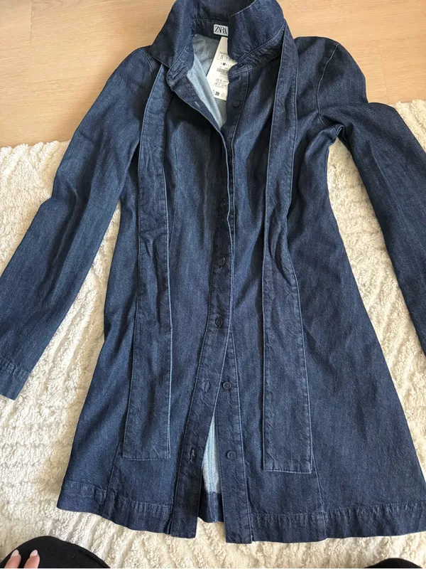 NWT Zara Indigo Denim Longline Dress - Image 3