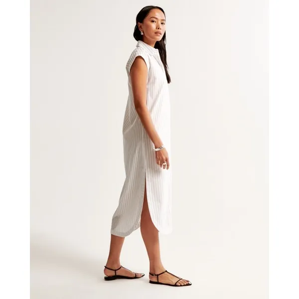 NWT Abercrombie & Fitch Button-Through Midi Shirt Dress Size XL Petite White - Image 14