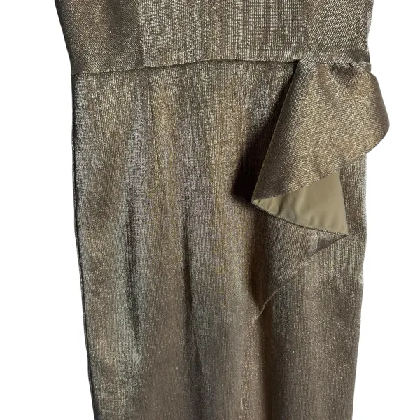 Black Halo Gold Hendricks Sleeveless V-Neck Metallic Cocktail Evening Gown 8 - Image 8