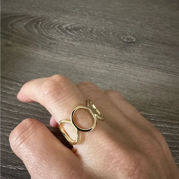 Revolve Gold Plated Ring 7 Open Loop - Image 4