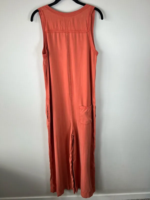 Anthropologie Saturday Sunday Ilene Button Front Jumpsuit Orange Pockets Fall Sm - Image 10