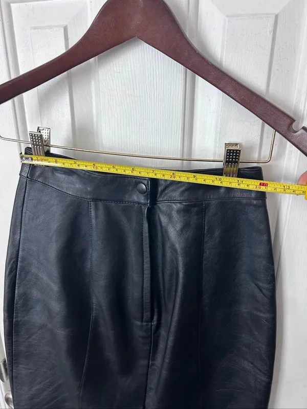 Vintage 90s G3 Leather Midi Skirt Black Goth Grunge Punk Button Up Western Fall - Image 6