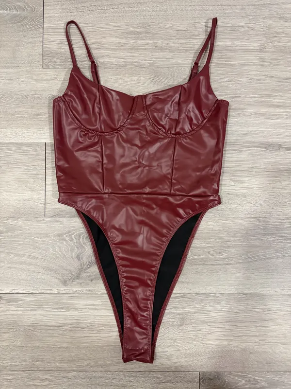 Shein Leather High Leg Body Suit - Image 2