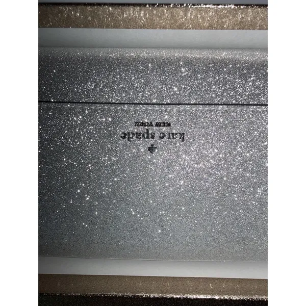 Kate Spade‎ Glimmer Boxed Medium Flap Wristlet Silver Wallet KE447 NWT $199 MSRP - Image 5