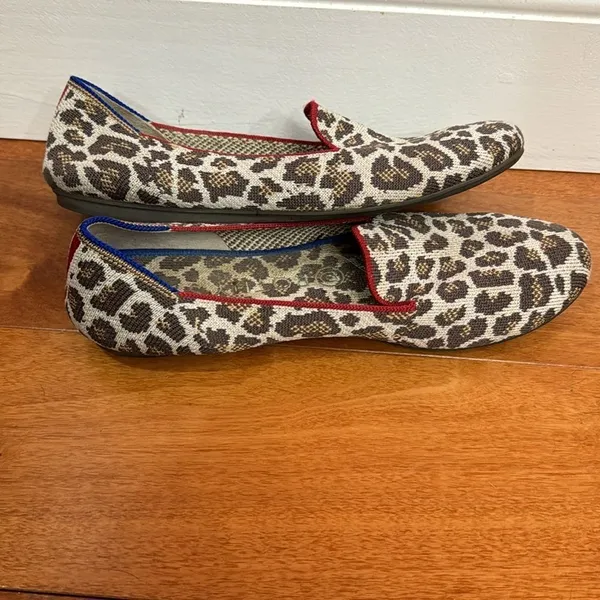 Rothy's The Loafer Women Leopard Print Red Trim Knit Flats‎ Size 8 - Image 7