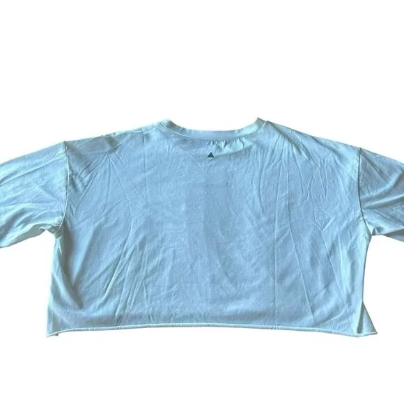 Vitality Balance Athletica Size M Oversized Crop Tee Shirt White Black Logo‎ Gym - Image 2