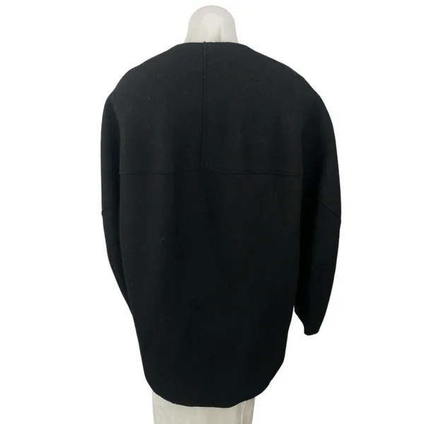 Cos 100% Wool Women's Black Long Sleeve Cardigan Sweater Blazer Coat Jacket Sz 6 - Image 4