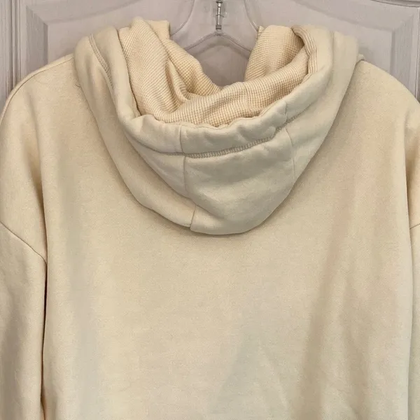 Bench Womens M Cream Cropped Pullover‎ Hoodie Sweatshirt Embroidered Logo - Image 13
