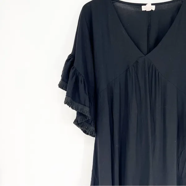 Ysabel‎ Mora Black Boho Mini Dress Women's Size M Fringe Vacation - Image 4