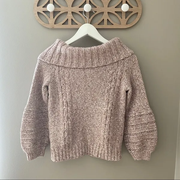Anthropologie Sleeping On Snow By Off Shoulder Sweater Pink Sz Small - Image 8