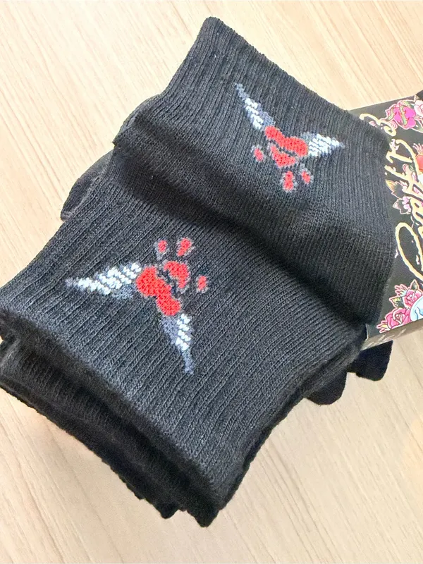 Ed Hardy Black Crew Socks with Rose Embroidery -10 Pack - Image 5