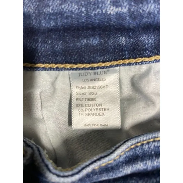 Judy Blue Boyfriend Jeans Women Sz 3/26 Distressed Stretch Denim‎ Blue - Image 8