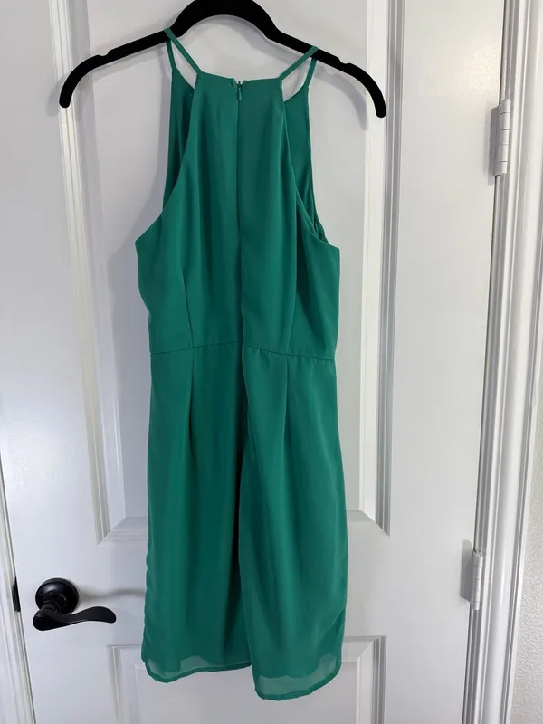 Lulus Best Wishes Teal Green Halter Sleeveless Sheath Mini Dress Size S - Image 3