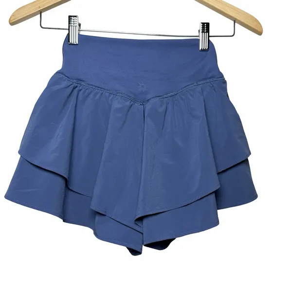 OFFLINE by Aerie Real Me Ruffle Flirty Short Blue Tiered Athletic XS Pickleball - Image 5