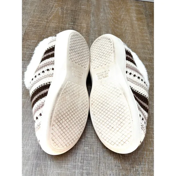 Aerosoles Memory Foam Fur Lined Fair Isle Knit Slippers Womens Medium 6.5 7 7.5 - Image 8