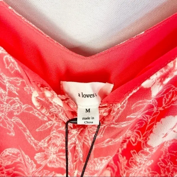 Red Dress Boutique NEW‎ A Loves A Pink Floral Ruffle Sleeveless Jumpsuit M - Image 4