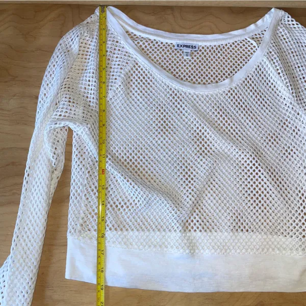 Express White Mesh Knit Top - Image 4