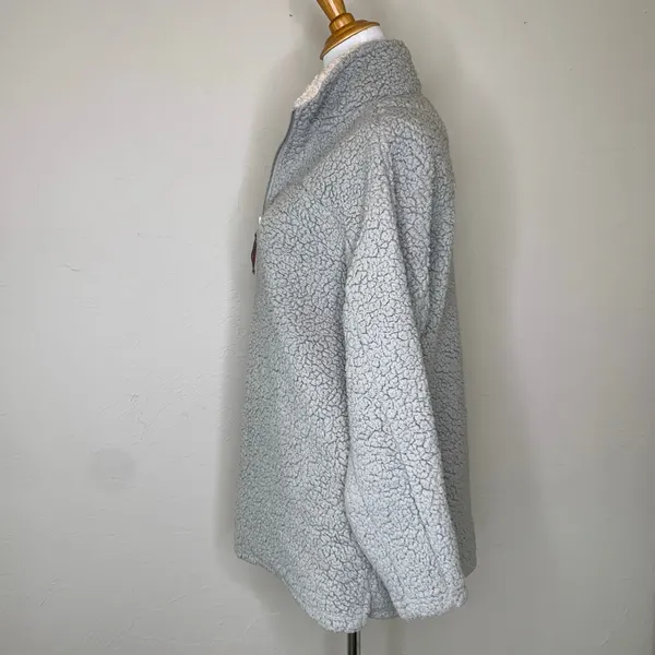 Gray Teddy Sweatshirt Pullover 1/4 zip Small Normcore Gorpcore - Image 3