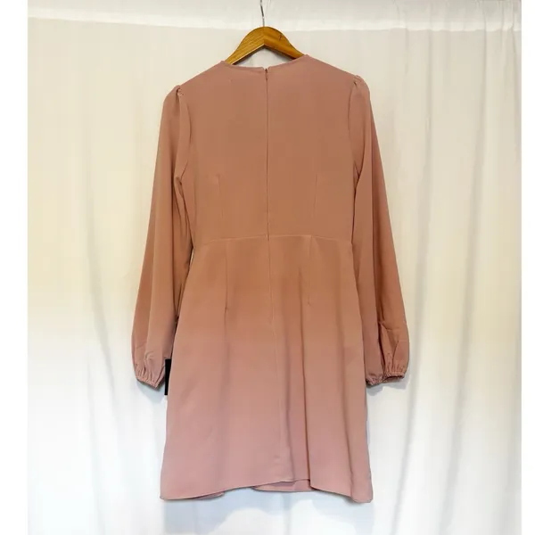 Lulus Believe It or Knot Rose Pink Long Sleeve Tie-Front Skater Dress NWT size M - Image 4