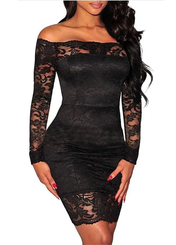 NEW Off Shoulder Lace Party Dress Cocktail Mini Dress Elegant XL - Image 2