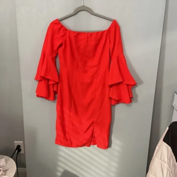 Venus Women Dress Off-Shoulder Tiered Ruffle Bell Sleeve Red Size 2 - Image 3