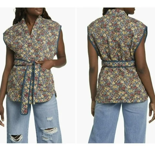 BLANK NYC Quilted In Bloom Wrap Belted Jacket Vest Size M New w Tag MSRP $98 SOO - Image 13