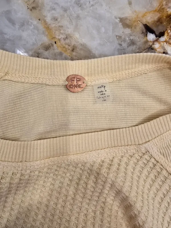 Free People One Blake Thermal In Butter Yellow XS Oversized - Image 5