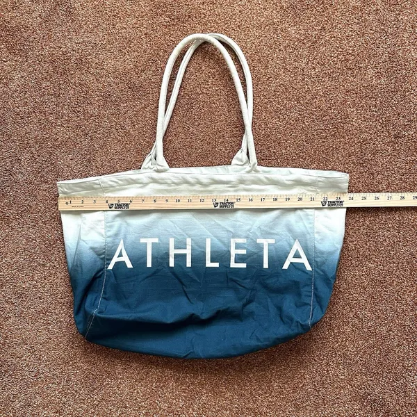 Athleta Bag Canvas Ombre Beach Gym Tote Shopping Resort Nautical Sporty - Image 4